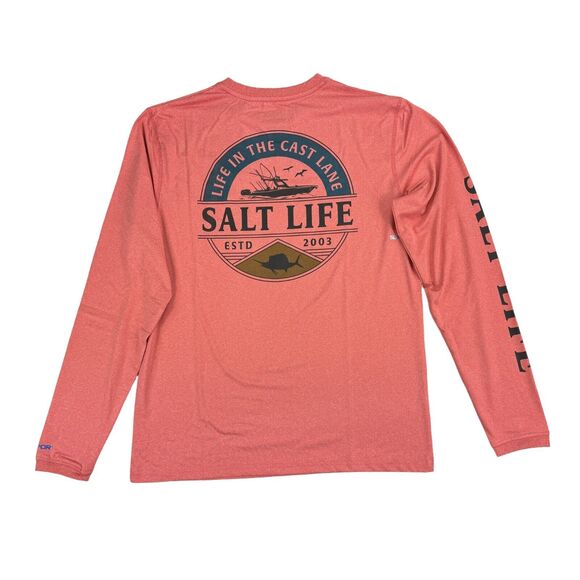 Salt Life Mens Deep Sea Cruising Performance Long Sleeve T-Shirt Coral Pink S - Picture 2 of 4